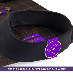 Norway- Brown & Grey Check- Black Collar