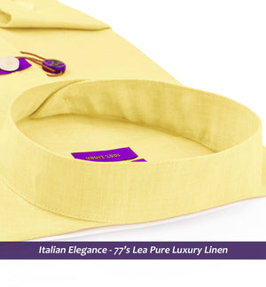 Coronado- Daffodil Yellow Solid Linen- Mandarin Collar