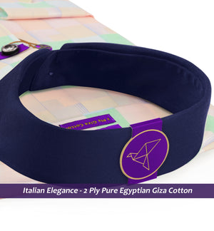 Santos- Mint Green & Peach Check- Navy Collar