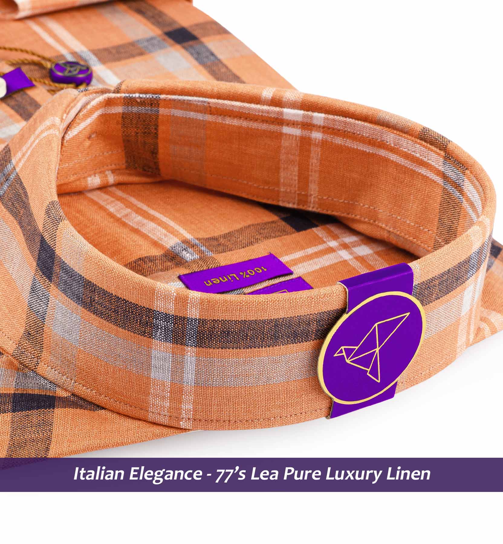 Faliraki- Cantaloupe Orange Check Linen