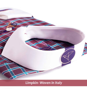 Monaco - Burgundy & Teal Check- White Collar