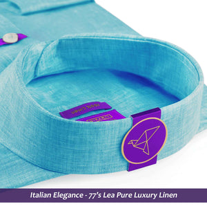 Portofino- Turquoise Blue Solid Linen