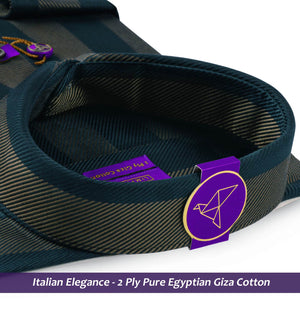 Moncton- Teal Green & Beige Stripe