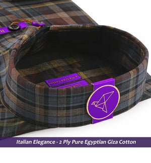 Orsha- Burgundy & Beige Check- Button Down