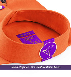 Bolivia- Tangerine Orange Linen- Button Down