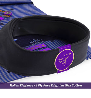Sanibel- Royal Blue Horizontal Stripe- Black Collar