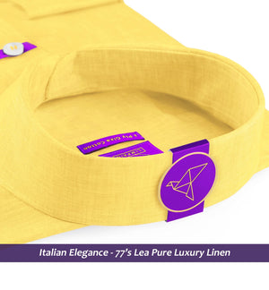 Rochelle- Daffodil Yellow Solid Linen- 77's Lea Pure Luxury Linen