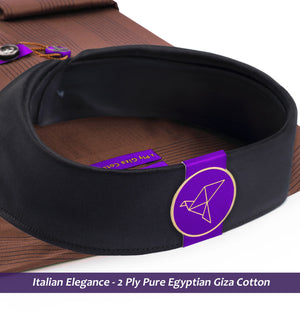Scarsdale- Cinnamon Brown Stripe- Black Collar