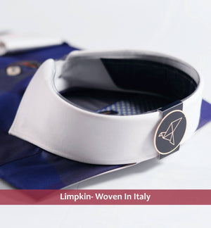 Venice- Indigo Blue & Navy Check- White Collar