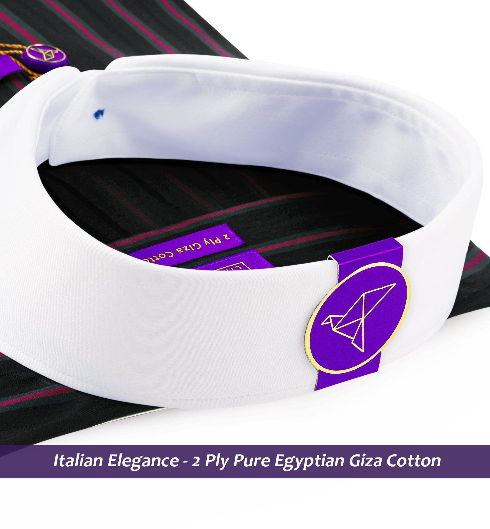 Minsk- Magenta & Black Stripe- White Collar