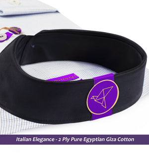 Morelia- Navy & White Pin Check- Black Collar