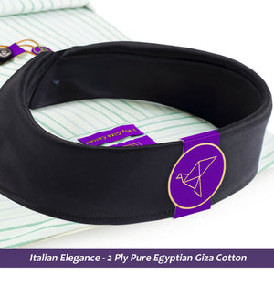 Palmdale- Emerald Green & Grey Stripe- Black Collar