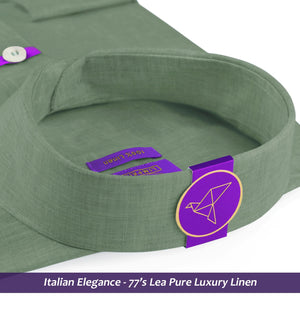 Davos- Sage Green Solid Linen- 77's Lea Pure Luxury Linen
