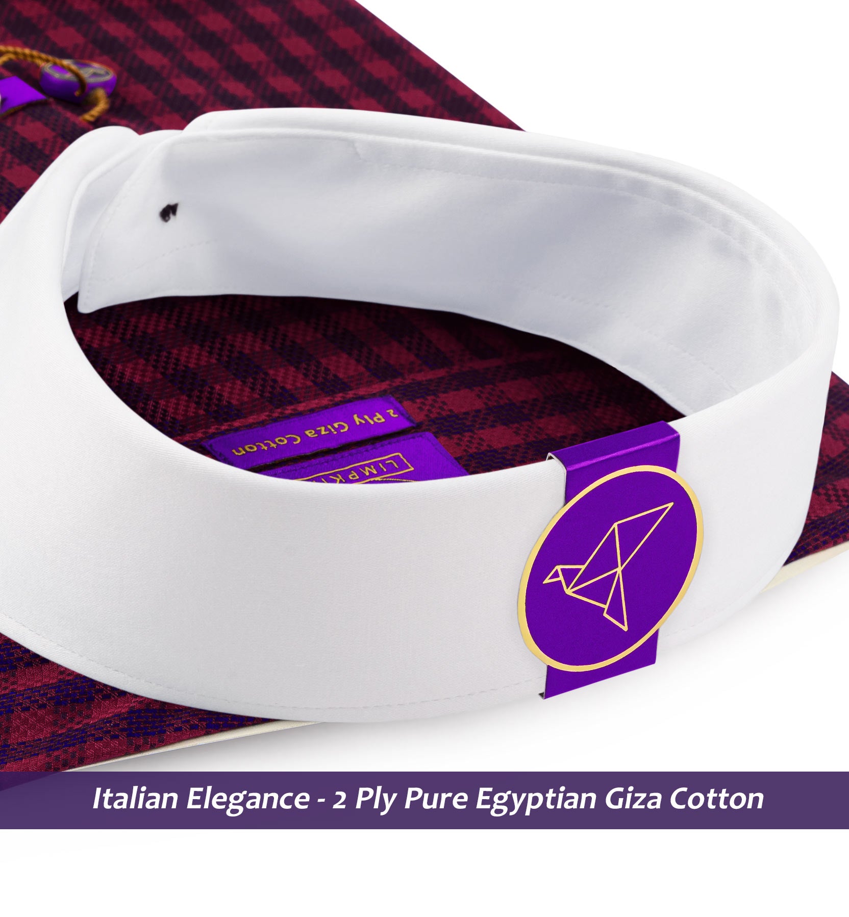 Lisbon- Burgundy & Navy Check- White Collar