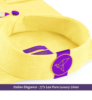 Sicily- Daffodil Yellow Solid Linen- 77's Lea Pure Luxury Linen