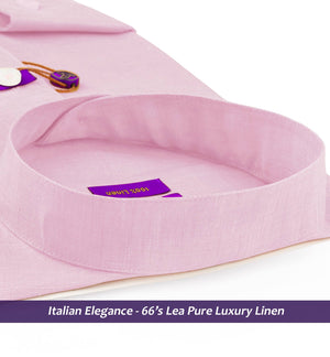 Yantai- Lemonade Pink Solid Linen- Mandarin Collar