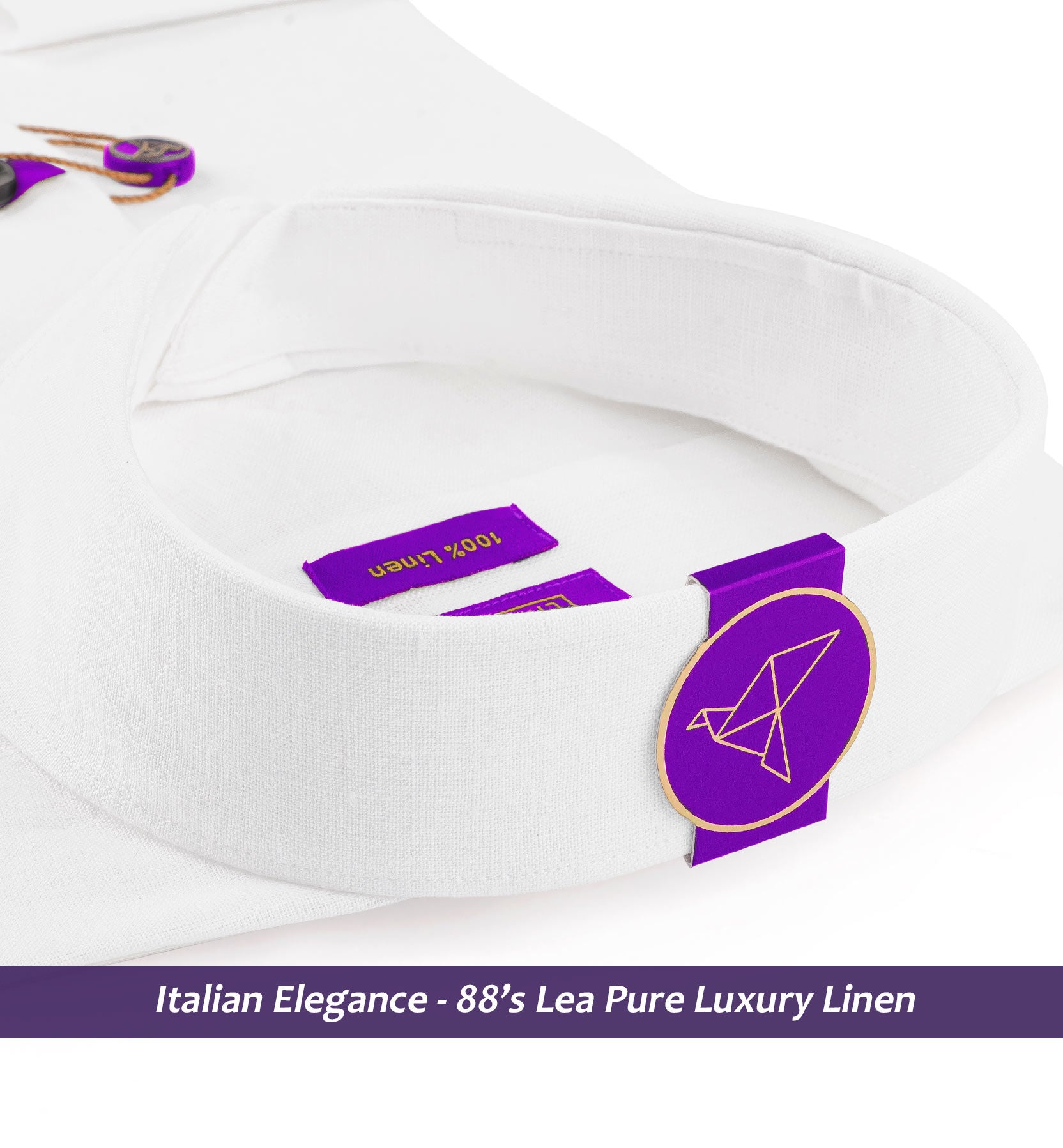 Vatican- Pure White Linen with Contrast Details