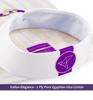 Coronado- Beige & White Stripe- White Collar