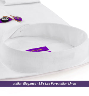 Trento- Pristine Pure White Linen- Contrast Details