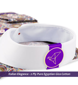 Toulouse- Grey & Burgundy Print- White Collar