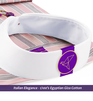 Antwerp- Lemonade Pink & White Stripe- White Collar