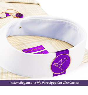 Warsaw- Beige & Grey Check- White Collar