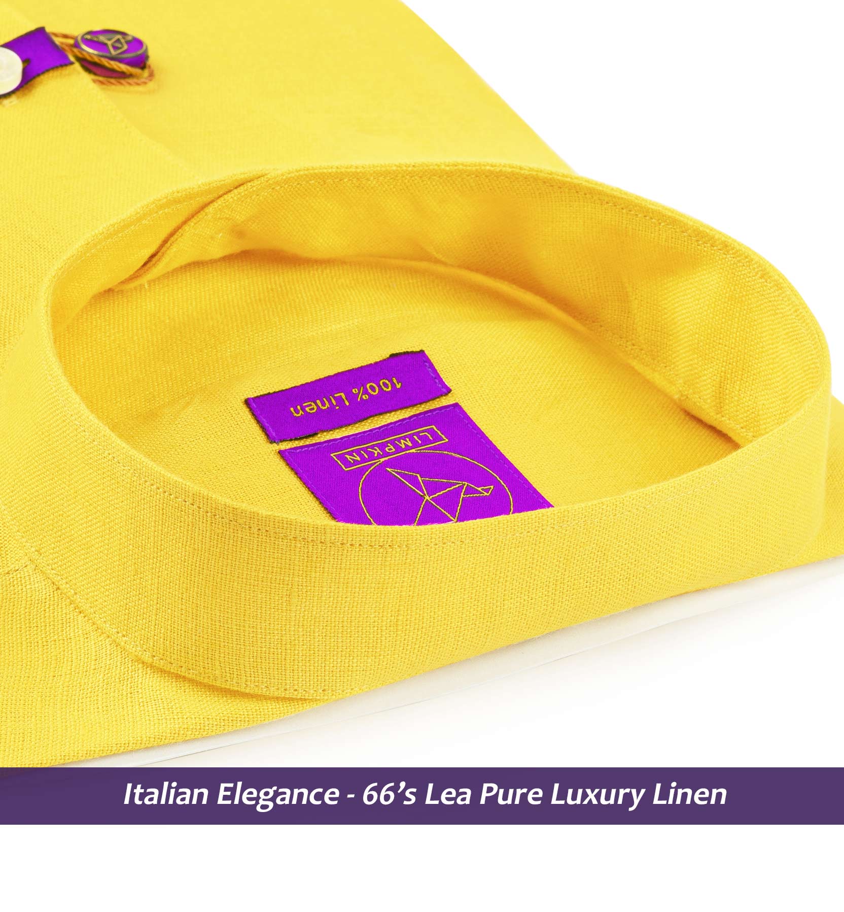 Bologna- Cadmium Yellow Linen- Mandarin Collar