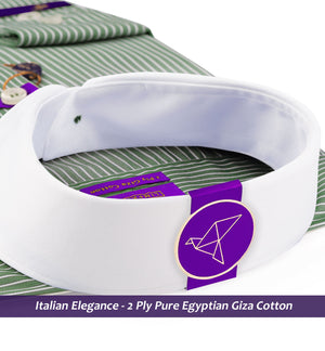 Toulouse- Basil Green & White Stripe