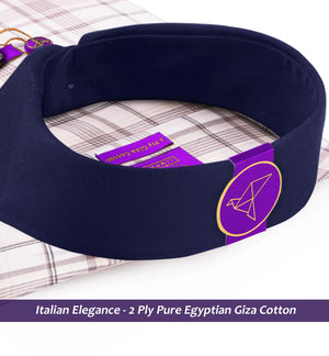 Madison- Prose Pink & Beige Check- Navy Collar