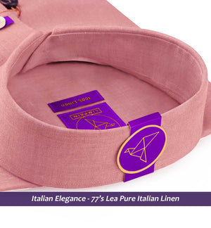 Luxor- Apricot Pink Solid Linen- Button Down