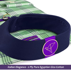 Regina- Mint Green & White Check- Navy Collar