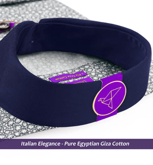 Memphis- Flint Grey & White Print- Navy Collar