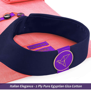 Memphis- Coral Red Solid- Navy Collar