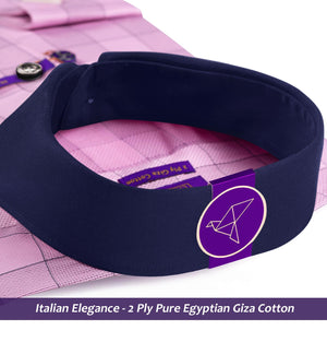 Montana- Flamingo Pink & Grey Check- Navy Collar