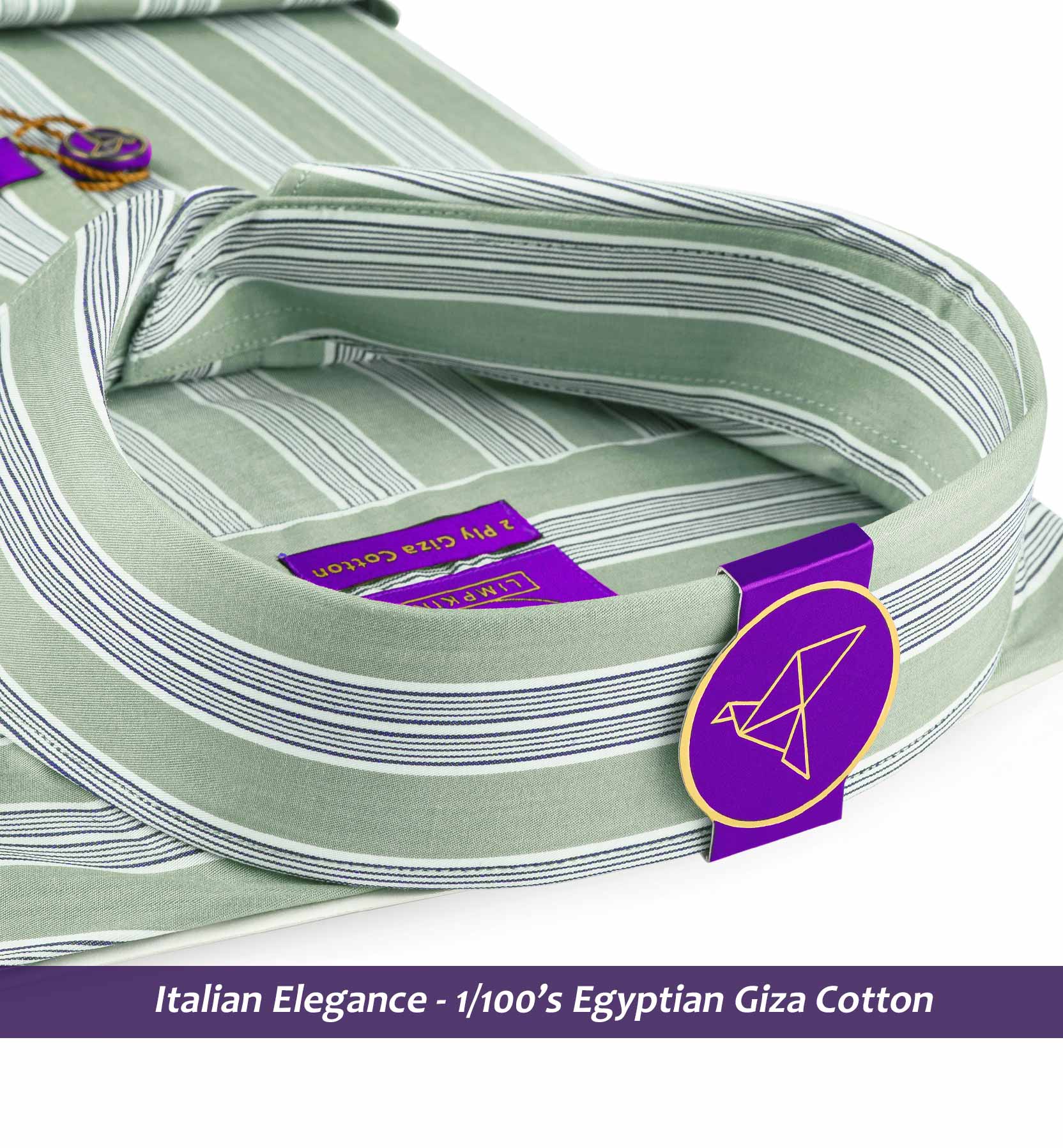 Sanibel- Olive Green & Navy Stripe- 1/100 Egyptian Giza Cotton