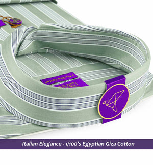 Sanibel- Olive Green & Navy Stripe- 1/100 Egyptian Giza Cotton