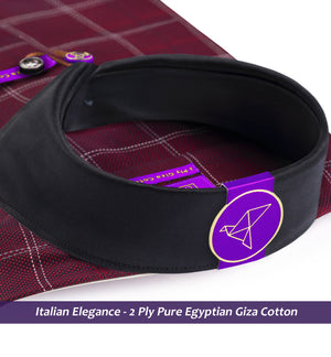 Albania- Burgundy & White Check- Black Collar