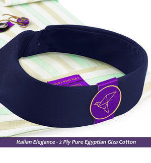 Tuscany- Mint Green & Beige Stripe- Navy Collar