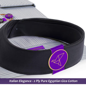 Porus- Cloud Grey & White Stripe- Black Collar