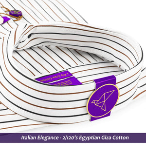 Houston- Navy & Light Brown Stripe- 2/120 Egyptian Giza Cotton