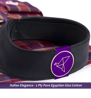 Amiens- Burgundy & Beige Check- Black Collar