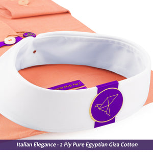 Genoa- Apricot Orange Solid- White Collar