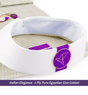 Dublin- Beige & Moss Green Check- White Collar