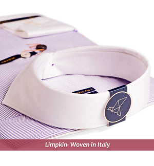Porus- Lilac & White Stripe with White Collar
