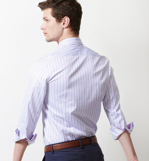 Verona- Lilac & Azure Blue Stripe