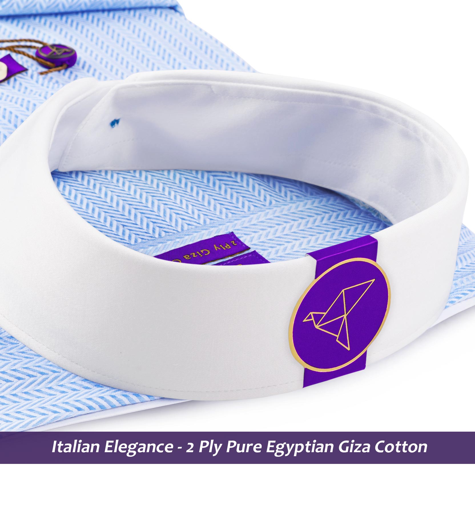 Morrison- Azure Blue & White Stripe- White Collar