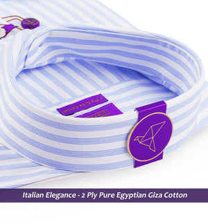 Beaumont- Azure Blue & White Stripe