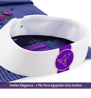 Devon- Royal Blue Horizontal Stripe- White Collar