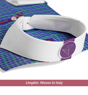 Condamine- Purple & Green Check- White Collar