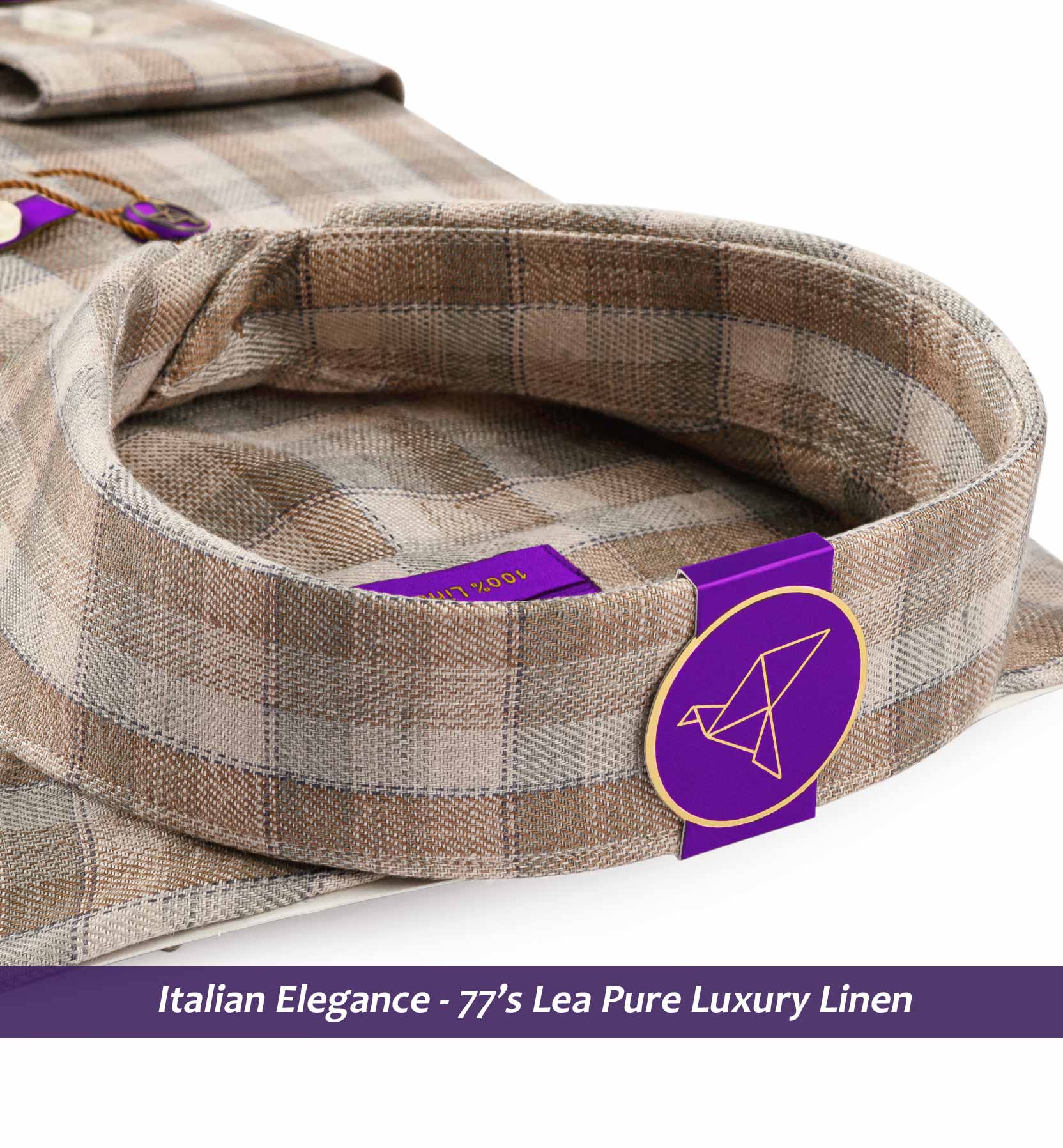 Faliraki- Beige & Brown Check Linen